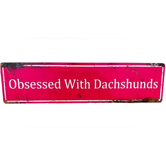 NEW Hot Pink Distressed Dachshund Sign - Picture 1 of 4